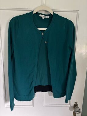 Boden Teal Round-Neck Button Cardigan